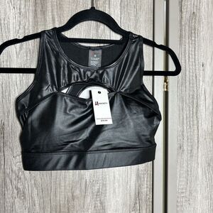 LA Society Faux Leather Black Bra Top Women's Size Medium Pullover